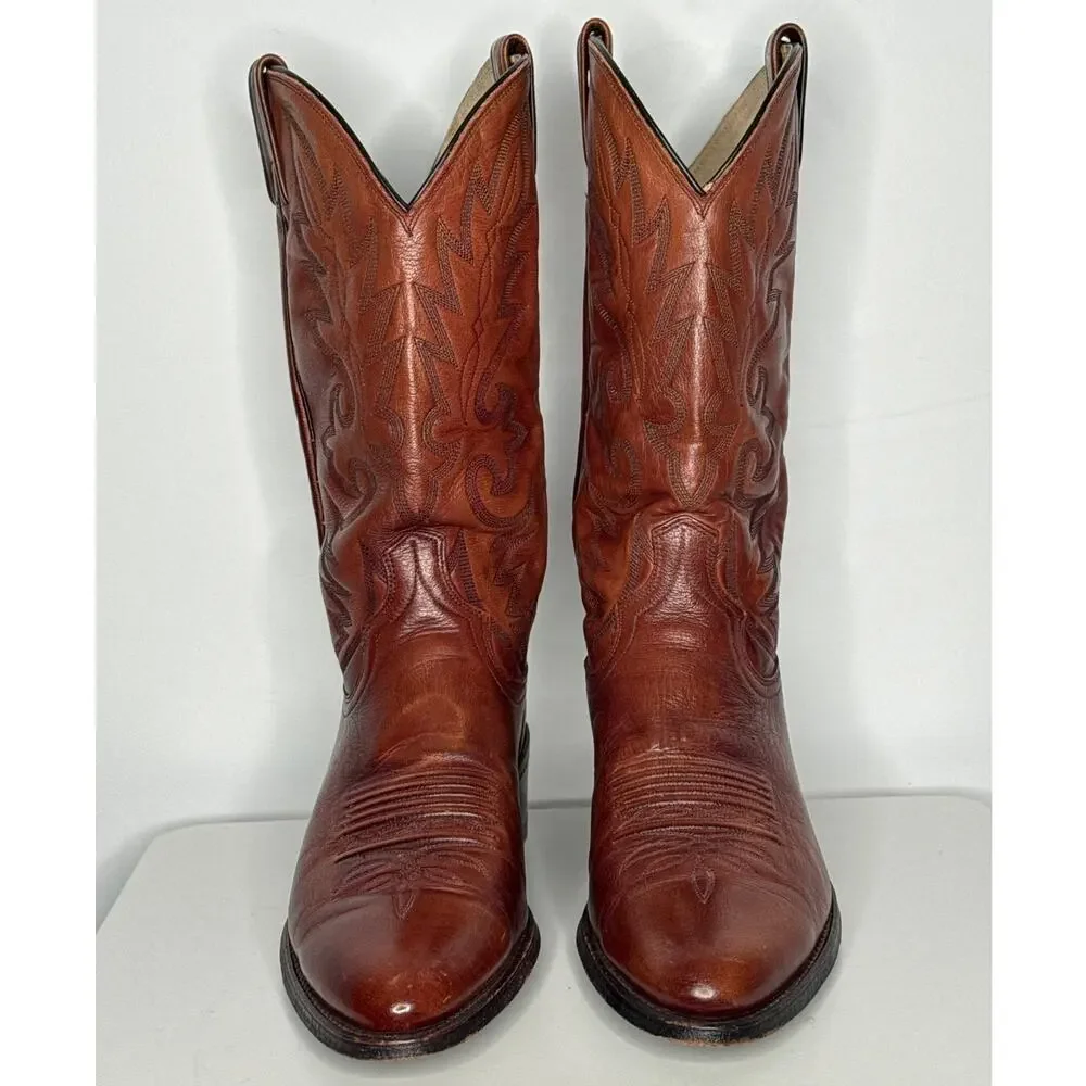 1990s Dan Post Brown Leather Western Cowboy Boots 10.5D